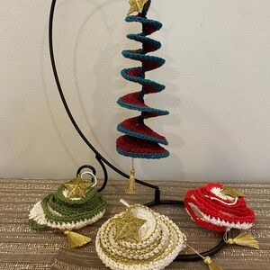 Festive Spiral Crochet Tree with Ornaments